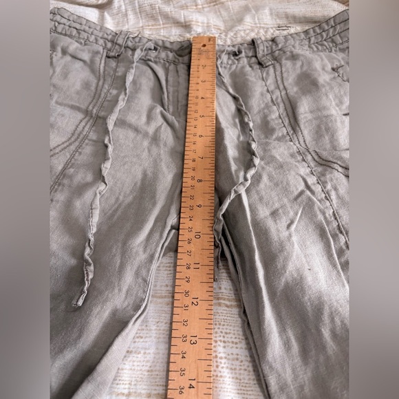 Monsoon 100% linen cargo jogger size 8 zipper and drawstring - Picture 8 of 12